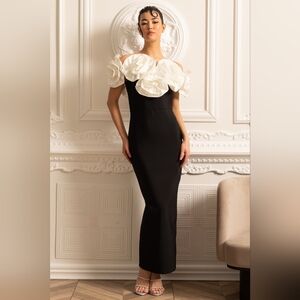 NWT Elegant Black and White Floral Dress